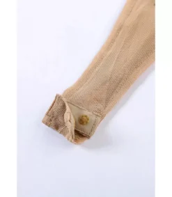Khaki pitkähihainen strassikoristeinen mesh-body