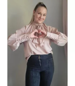 Khaki pussihihainen pusero rusettinauhoilla