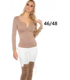 Koucla cappuccino pitkähihainen paita napeilla (plus size)