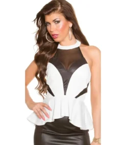 Koucla cream mesh peplum-toppi