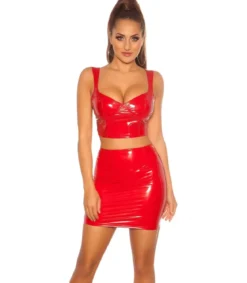 Koucla kaksiolkaiminen punainen lyhyt latex toppi