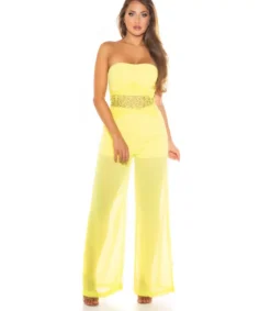 Koucla keltainen olkaimeton juhlajumpsuit