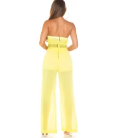 Koucla keltainen olkaimeton juhlajumpsuit