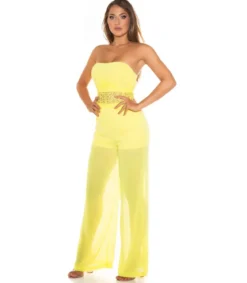 Koucla keltainen olkaimeton juhlajumpsuit