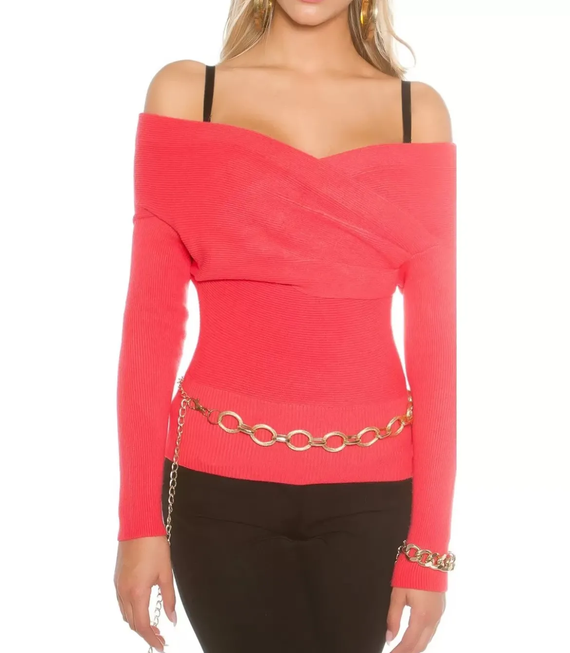 Koucla koralli off-shoulder wrap-neule