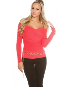 Koucla koralli off-shoulder wrap-neule