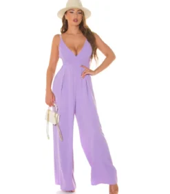 Koucla lila leveälahkeinen v-jumpsuit