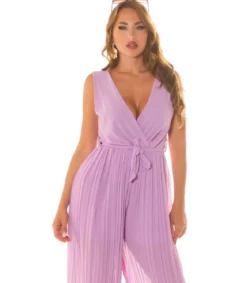 Koucla lila vekkilahkeinen v-jumpsuit vyöllä