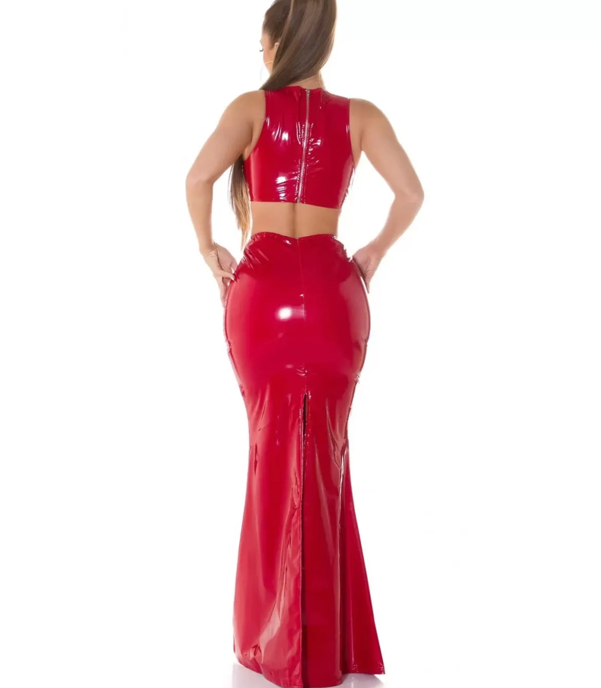 Koucla lyhyt latex look toppi punainen
