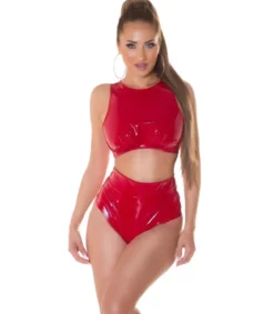 Koucla lyhyt latex look toppi punainen