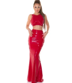 Koucla lyhyt latex look toppi punainen