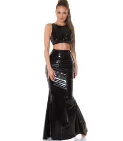 Koucla lyhyt latex look toppi musta