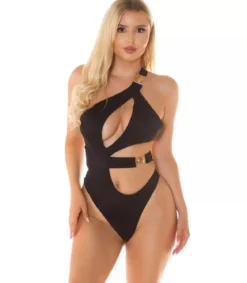 Koucla musta cut out -monokini koristeilla