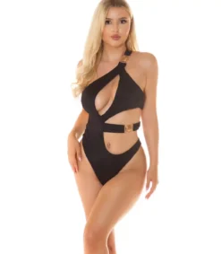 Koucla musta cut out -monokini koristeilla