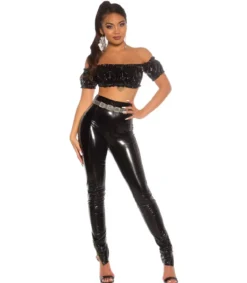 Koucla musta latex look latinapaita