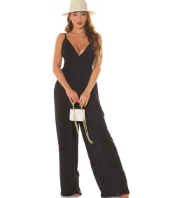 Koucla musta leveälahkeinen v-jumpsuit