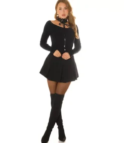 Koucla musta off-shoulder pitsichoker neule