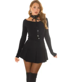 Koucla musta off-shoulder pitsichoker neule