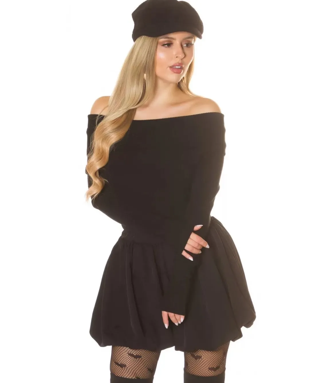 Koucla musta off-shoulder ribbineule