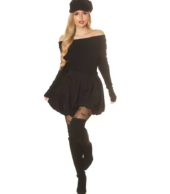 Koucla musta off-shoulder ribbineule