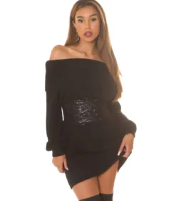 Koucla musta off-shoulder villamekko