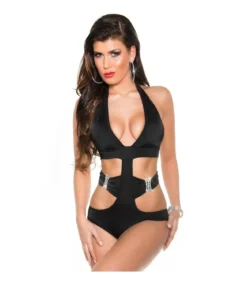 Koucla musta strassikoristeinen monokini
