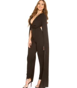 Koucla musta v-jumpsuit liehuksilla