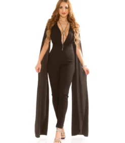 Koucla musta v-jumpsuit liehuksilla