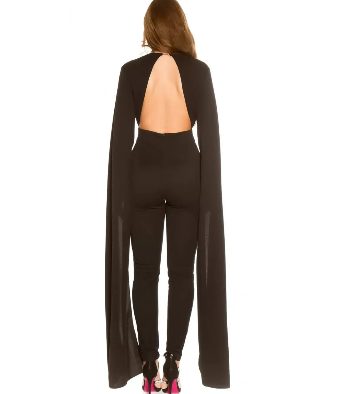 Koucla musta v-jumpsuit liehuksilla