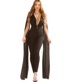 Koucla musta v-jumpsuit liehuksilla