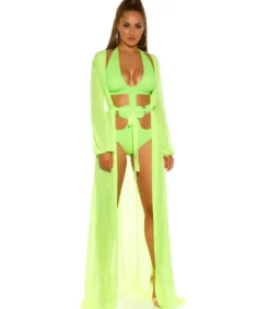 Koucla neonvihreä pitkä rantakimono