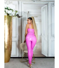 Koucla pinkki latex look lyhyt toppi