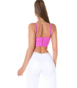 Koucla pinkki latex look lyhyt toppi