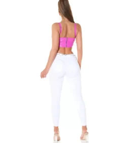 Koucla pinkki latex look lyhyt toppi