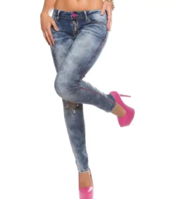 Koucla pinkkisaumaiset revityt push up -farkut