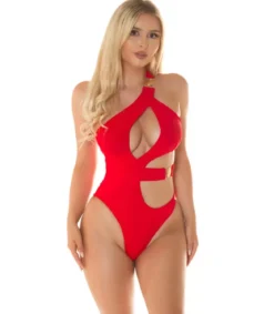 Koucla punainen cut out -monokini koristeilla