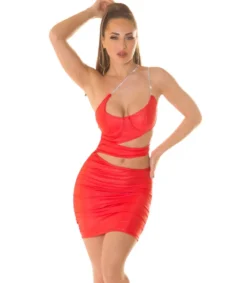 Koucla punainen cut out wetlook mekko ketjuolkaimilla