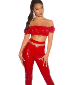 Koucla punainen latex look latinapaita