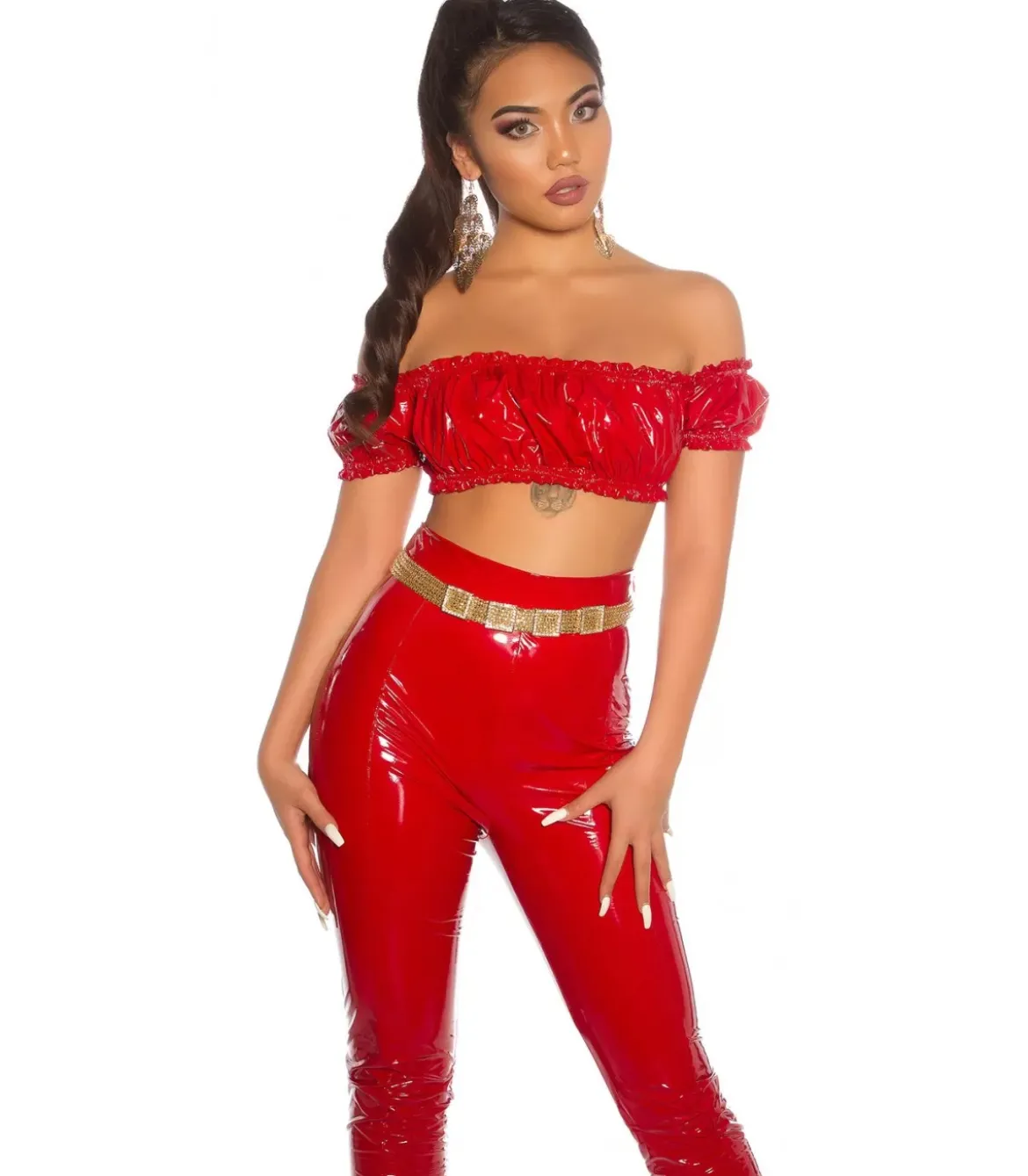 Koucla punainen latex look latinapaita