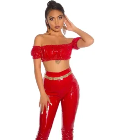 Koucla punainen latex look latinapaita