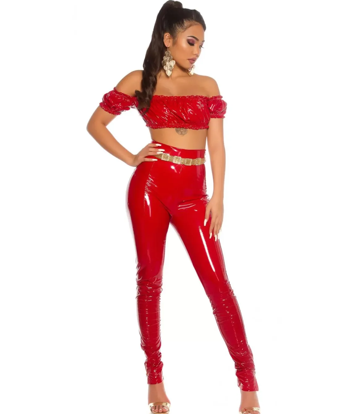 Koucla punainen latex look latinapaita