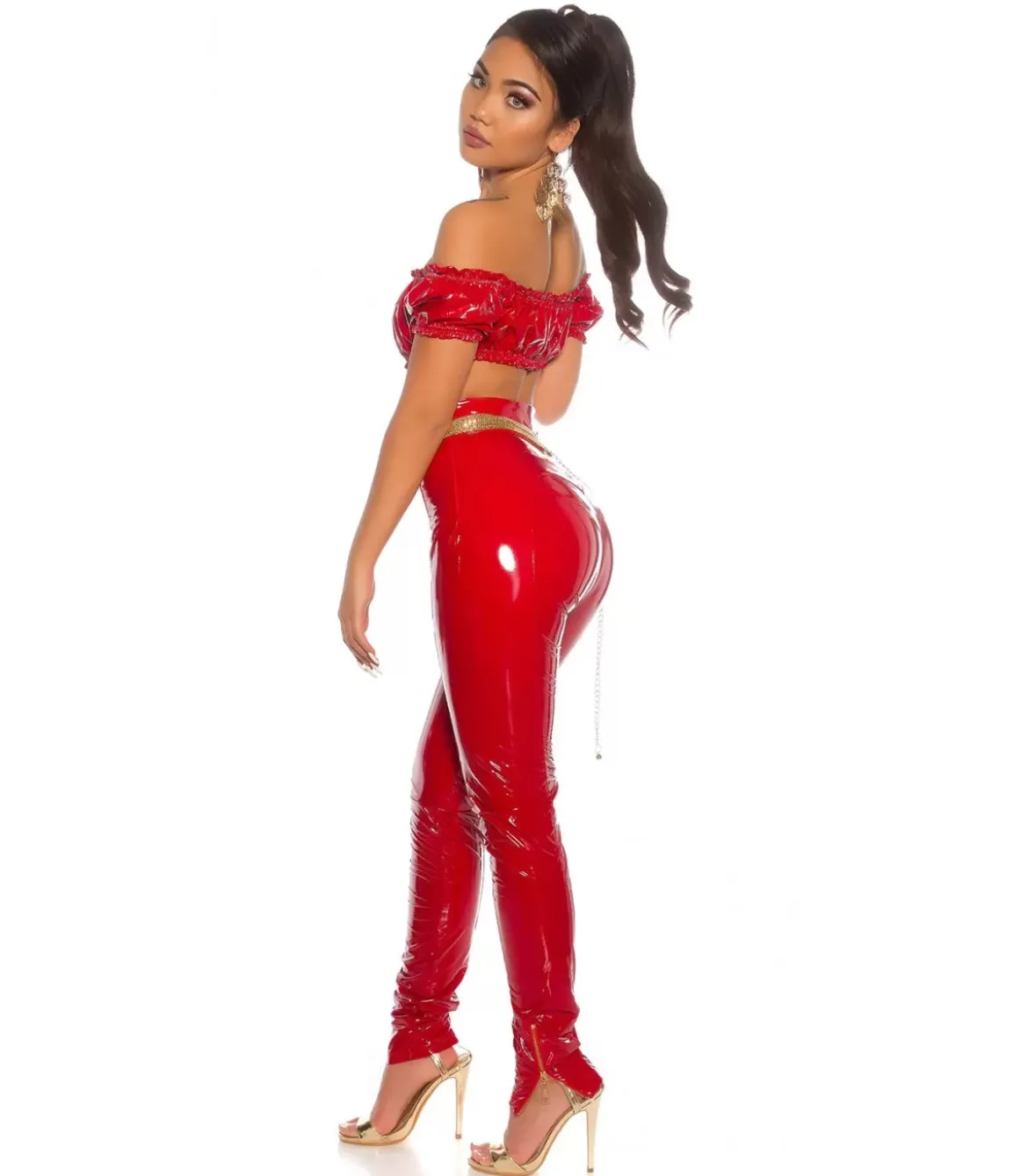 Koucla punainen latex look latinapaita