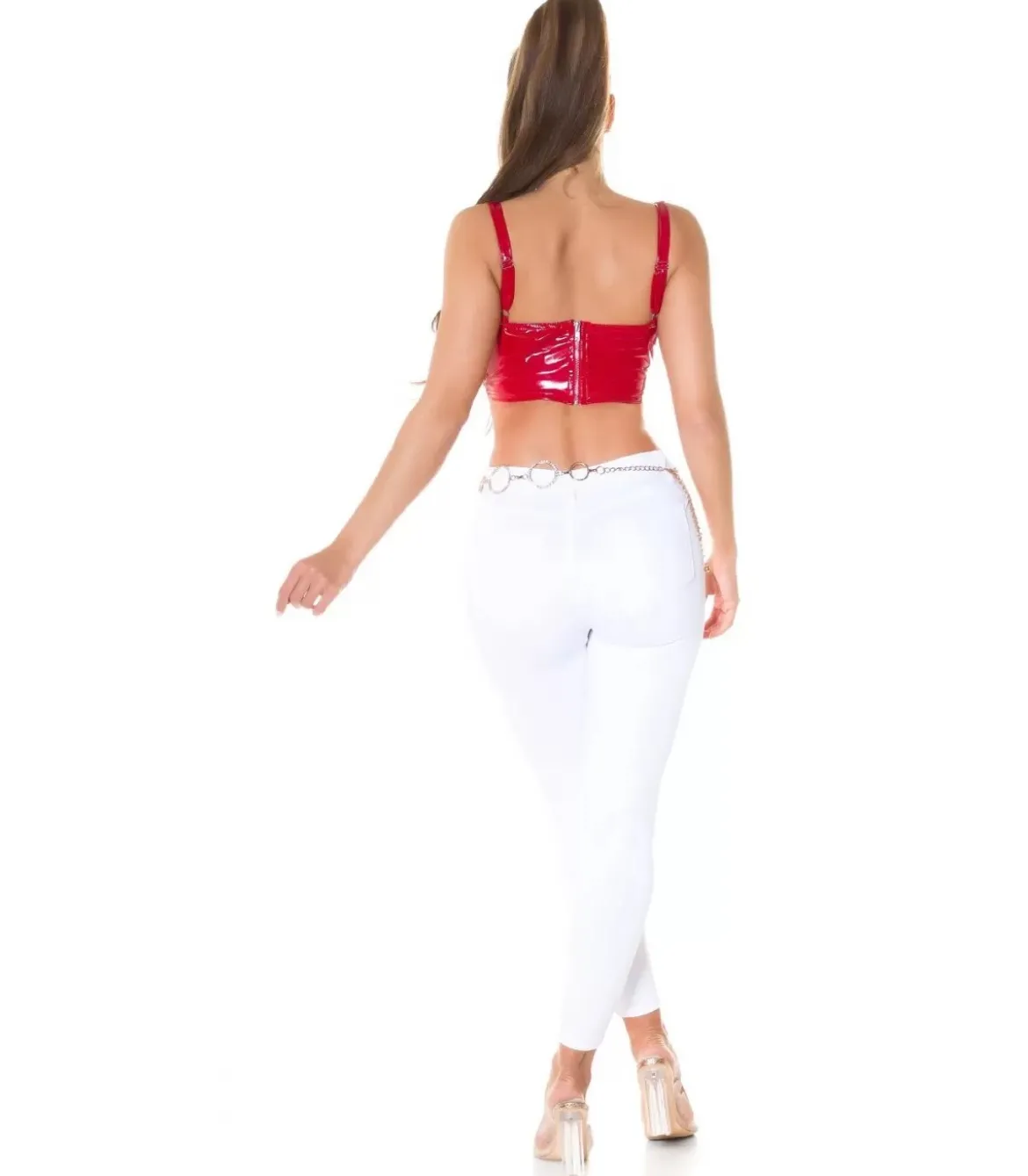 Koucla punainen latex look lyhyt toppi