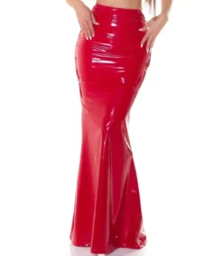Koucla punainen latex look maksihame halkiolla