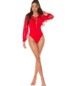 Koucla punainen mesh-body pussihihoilla