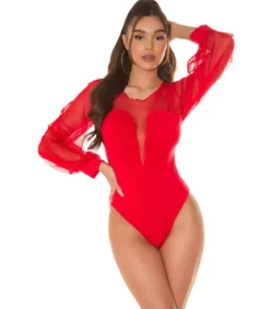 Koucla punainen mesh-body pussihihoilla