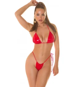 Koucla punaiset latex look bikiniliivit