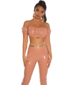 Koucla vaaleanpunainen latex look latinapaita