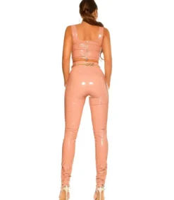 Koucla vaaleanpunaiset latex look peppuhousut