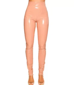 Koucla vaaleanpunaiset latex look peppuhousut
